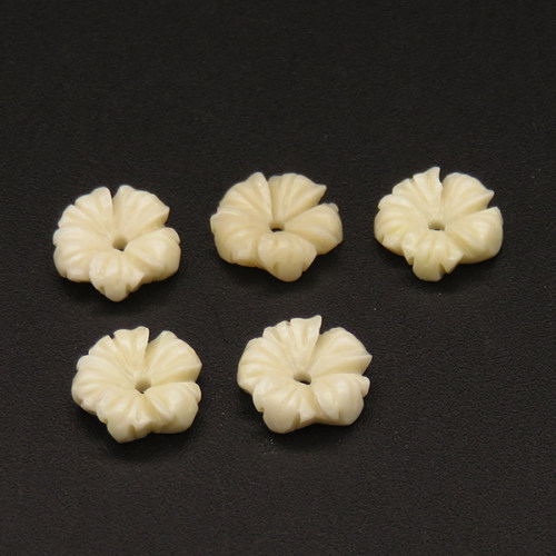 Resin Beads,Flower,Cream color,3x9mm,Hole:1mm,about 0.2g/pc,1pc/package,XBR00348bkab-L001