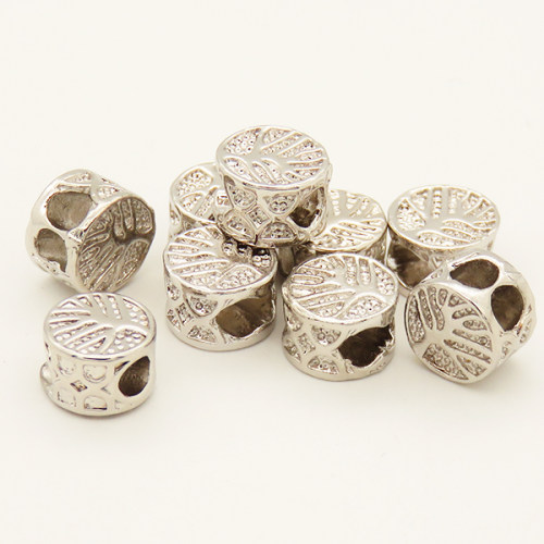 Brass Beads,Flat Round,Tree,Long-lasting plated,Silver Color,8x5.5mm,Hole:3mm,about 1.12g/pc,20 pcs/package,XFB00308bhia-L002