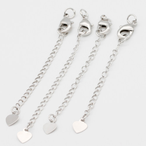 Brass Ends with Chain,Chain Extender and Lobster Claw Clasps,Long-lasting plated,Silver Color,Lobster:7x12mm
Tail:60x3mm,Hole:3mm,about 0.87g/pc,50 pcs/package,XFCL00003ajnl-L002