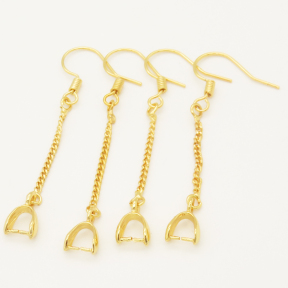 Brass Earring Hooks,Ear Wire,Curb Chains with Ice Pick Pinch Bails,Long-lasting plated,White Silver,50x2x5mm,Hole:3x5mm,Needle:0.6mm,about 0.44g/pc,50 pcs/package,XFE00007ajvb-L002