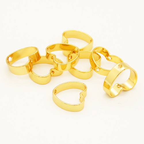 Brass Bead Frames,Heart,Long-lasting plated,Golden,9x10mm,Width:3mm,Thick:0.5mm,Hole:1mm,about 0.33g/pc,50 pcs/package,XFF00023bhil-L002