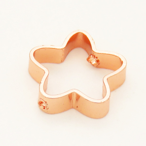 Brass Bead Frames,Star,Long-lasting plated,Rose Golden,10x10mm,Width:2.5mm,Thick:0.5mm,Hole:0.8mm,about 0.24g/pc,50 pcs/package,XFF00035bhil-L002