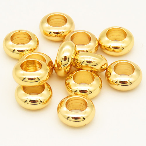 Brass Beads,Rondelle,Long-lasting plated,Golden,7x3x1.5mm,Hole:4mm,about 0.48g/pc,100 pcs/package,XFF00039ahlv-L002