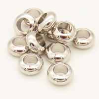 Brass Beads,Rondelle,Long-lasting plated,Silver Color,7x3x1.5mm,Hole:4mm,about 0.48g/pc,100 pcs/package,XFF00041ahlv-L002