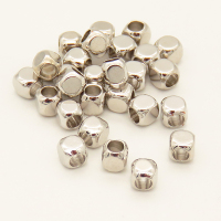 Brass Beads,Cube,Angle of attack,Long-lasting plated,Silver Color,3x3mm,Hole:2mm,about 0.12g/pc,500 pcs/package,XFF00047bkab-L002
