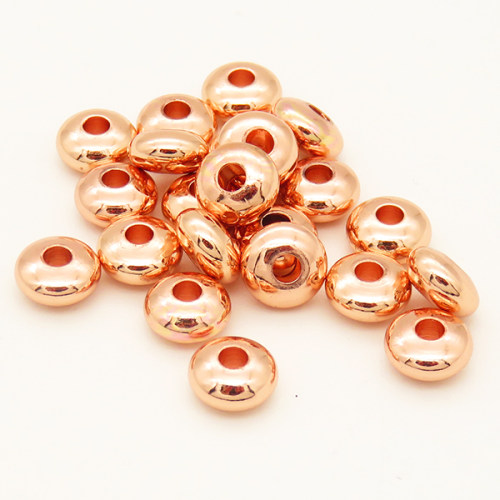 Brass Beads,Rondelle,Long-lasting plated,Rose Golden,6x3mm,Hole:2mm,about 0.41g/pc,100 pcs/package,XFF00049ahlv-L002