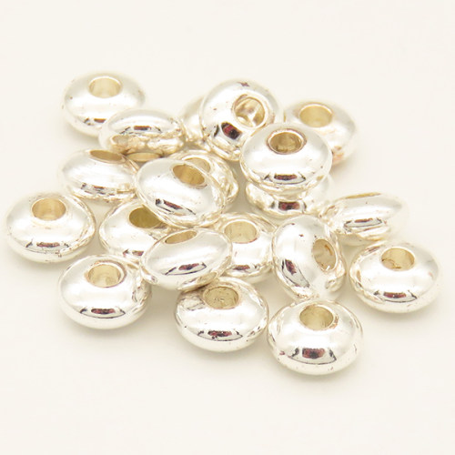 Brass Beads,Rondelle,Long-lasting plated,White Silver,6x3mm,Hole:2mm,about 0.41g/pc,100 pcs/package,XFF00051ahlv-L002