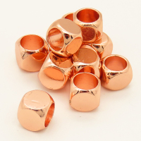 Brass Beads,Cube,Angle of attack,Long-lasting plated,Rose Golden,5x5mm,Hole:4mm,about 0.47g/pc,100 pcs/package,XFF00057vhov-L002