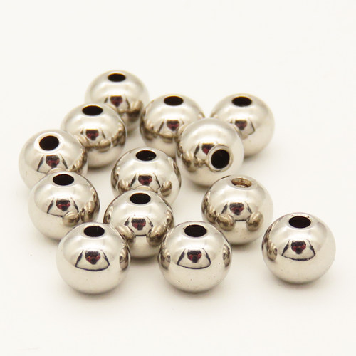 Brass Beads,Round,Long-lasting plated,Silver Color,5mm,Hole:2mm,about 0.69g/pc,100 pcs/package,XFF00067ahjb-L002