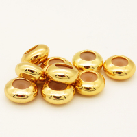Brass Beads with Rubber Inside,Rondelle,Long-lasting plated,Golden,8.5x4mm,Hole:0.8mm,about 0.59g/pc,50 pcs/package,XFF00071aivb-L002