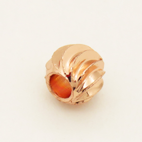 Brass Corrugated Beads,Rondelle,Long-lasting plated,Rose Golden,4x5mm,Hole:2mm,about 0.26g/pc,100 pcs/package,XFF00079bhva-L002