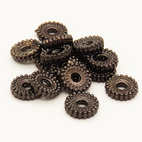 Brass Spacer Beads,Gear,Long-lasting plated,Black,7.5x2mm,Hole:2mm,about 0.32g/pc,100 pcs/package,XFS00003ahlv-L002