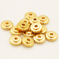 Brass Beads,Gear,Long-lasting plated,Golden,6x2mm,Hole:0.8mm,about 0.29g/pc,100 pcs/package,XFS00009ahlv-L002