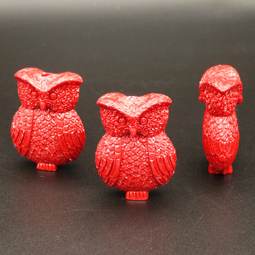 Resin Beads,Owl,Red,15x27x37mm,Hole:2mm,about 17.0g/pc,1pc/package,XBR00354iobb-L001