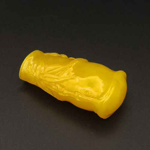 Resin Beads,Cylindrical Carved Bamboo,Yellow,16x24x51mm,Hole:2mm,about 15.0g/pc,1pc/package,XBR00362iobb-L001