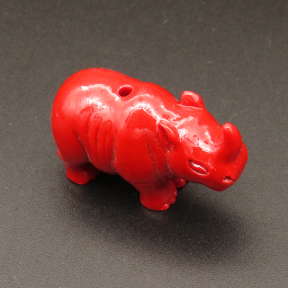 Resin Beads,Rhinoceros,Red,24x27x37mm,Hole:2mm,about 16.7g/pc,1pc/package,XBR00370klbb-L001