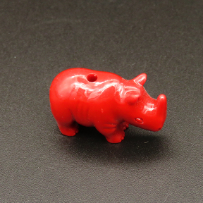 Resin Beads,Rhinoceros,Red,24x27x37mm,Hole:2mm,about 16.7g/pc,1pc/package,XBR00370klbb-L001