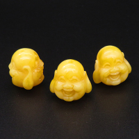 Resin Beads,Double-sided laughing Buddha,Yellow,16x18x20mm,Hole:2mm,about 3.0g/pc,1pc/package,XBR00384hobb-L001