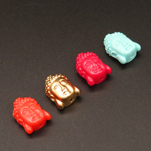 Resin Beads,Buddha statue,Color Mixing,8x11x14mm,Hole:1.5mm,about 1.5g/pc,1pc/package,XBR00394hjbb-L001