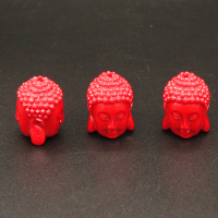 Resin Beads,Double-sided Buddha head,Red,15x15x20mm,Hole:2mm,about 5.5g/pc,1pc/package,XBR00399hobb-L001