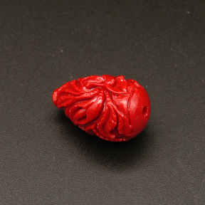 Resin Beads,Carved Water Droplets,Flower,Red,13x22mm,Hole:1.5mm,about 4.4g/pc,1pc/package,XBR00427hmbb-L001