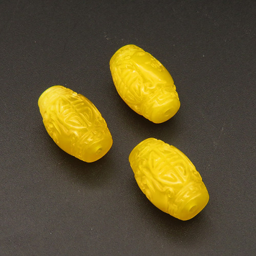 Resin Beads,Carved Rice Beads,Yellow,12x20mm,Hole:2mm,about 1.8g/pc,1pc/package,XBR00437ibbb-L001