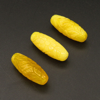 Resin Beads,Carved Rice Beads,Yellow,11x27mm,Hole:2mm,about 1.9g/pc,1pc/package,XBR00453iobb-L001