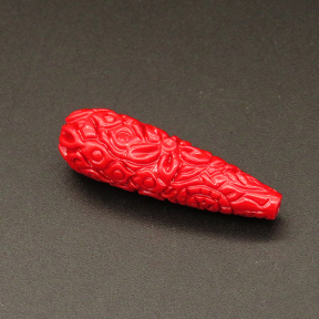 Resin Beads,Carved Water Droplets,Red,11x36mm,Hole:1.5mm,about 5.2g/pc,1pc/package,XBR00455kibb-L001
