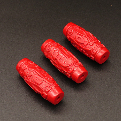 Resin Beads,Carved Rice Beads,Red,17x4mm,Hole:2.5mm,about 8.6g/pc,1pc/package,XBR00457hmbb-L001