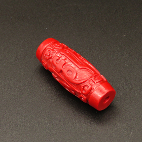 Resin Beads,Carved Rice Beads,Red,17x4mm,Hole:2.5mm,about 8.6g/pc,1pc/package,XBR00457hmbb-L001