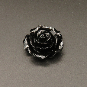 Resin Cabochons,Flower,Black,12x26mm,Hole:1.5mm,about 6.0g/pc,1pc/package,XBR00668hobb-L001