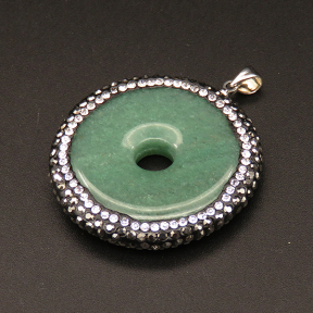 Natural Green Aventurine,Pendant & Charms,Rhinestone,Round,Light green,5x36mm,Hole:3.5mm,about 11.8g/pc,1pc/package,XFPC01102bhia-L001