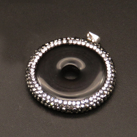 Natural Agate,Pendant & Charms,Rhinestone,Round,Black,5x36mm,Hole:3.5mm,about 11.8g/pc,1pc/package,XFPC01104bhia-L001