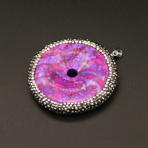 Imitation Sugilite,Pendant & Charms, Rhinestone,Round,Purple,7x45mm,Hole:3.5mm,about 21.3g/pc,1pc/package,XFPC01107bhia-L001