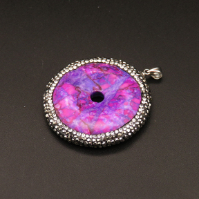 Imitation Sugilite,Pendant & Charms, Rhinestone,Round,Purple,7x45mm,Hole:3.5mm,about 21.3g/pc,1pc/package,XFPC01107bhia-L001