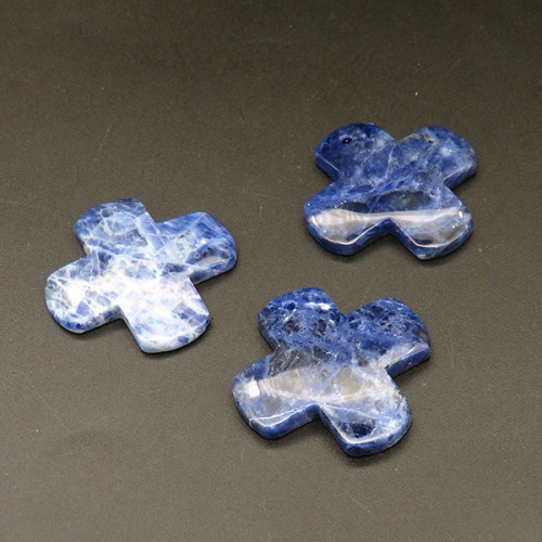 Natural Lapis Lazuli, Pendant & Charms,Cross,Blue,5x36x36mm,Hole:1.5mm,about 7.1g/pc,1pc/package,XFPC01115bbov-L001