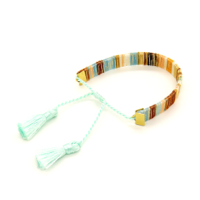 Braided Polyester Cord Bracelet Making.with Golden Tone Brass Ribbon Ends and Tassel,Adjustable Bracelet,Golden,Random Mixed Color,300x10mm,about 2.90g/pc,5 pcs/package,XFB00360aakl-L002