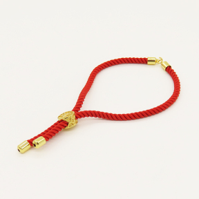 Nylon Twisted Cord Bracelet Making,Slider Bracelet Making,with Brass Findings,Adjustable Bracelet,Tree of Life,Golden,Random Mixed Color,230x3mm,Hole:2mm,about 2.85g/pc,5 pcs/package,XFB00382aaim-L002