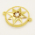Brass Enamel Links Connectors,with Cubic Zirconia,Flat Round,Eight Awn Star,Golden,White,18mm,Hole:1.2mm,about 3.85g/pc,5 pcs/package,XFCO01097aajl-L002