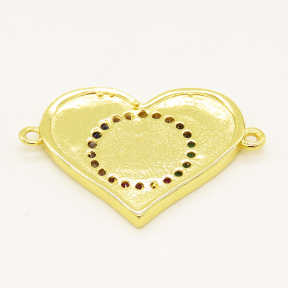 Brass Enamel Links Connectors,with Cubic Zirconia,Devil's Eye,Heart,Golden,17x19mm,Hole:1mm,about 1.88g/pc,5 pcs/package,XFCO01167aakl-L002