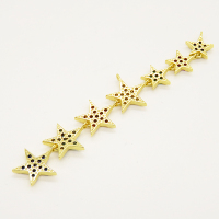 Brass Enamel Links Connectors,with Cubic Zirconia,Star,Golden,72x13mm,Hole:1mm,about 4.31g/pc,5 pcs/package,XFCO01194vbpb-L002