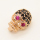Brass Micro Pave Cubic Zirconia Slide Charms,Skull,for Halloween,Rose Golden,13x9mm,Hole:10x2mm,about 1.96g/pc,5 pcs/package,XFPC00687aajl-L002