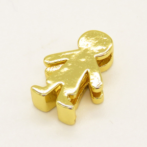 Brass Slide Charms,Boy,Random Mixed Color,15x10mm,Hole:10x2mm,about 1.94g/pc,5 pcs/package,XFPC00692vail-L002