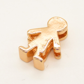 Brass Slide Charms,Boy,Random Mixed Color,15x10mm,Hole:10x2mm,about 1.94g/pc,5 pcs/package,XFPC00692vail-L002