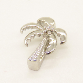 Brass Slide Charms,Coconut Tree,Random Mixed Color,14x12mm,Hole:10x2mm,about 1.23g/pc,5 pcs/package,XFPC00696vail-L002