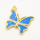 Brass Enamel Pendant,Butterfly,Golden,Blue,25x28mm,Hole:3mm,about 4.36g/pc,5 pcs/package,XFPC00706aakl-L002