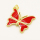Brass Enamel Pendant,Butterfly,Golden,Red,25x28mm,Hole:3mm,about 4.36g/pc,5 pcs/package,XFPC00707aakl-L002