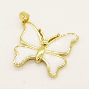 Brass Enamel Pendant,Butterfly,Random Mixed Color,25x28mm,Hole:3mm,about 4.36g/pc,5 pcs/package,XFPC00704aakl-L002