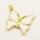 Brass Enamel Pendant,Butterfly,Golden,White,25x28mm,Hole:3mm,about 4.36g/pc,5 pcs/package,XFPC00709aakl-L002