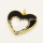 Brass Enamel Pendant,with Cubic Zirconia,Heart,Golden,Black,22x25mm,Hole:3.5mm,about 4.02g/pc,5 pcs/package,XFPC00712ablb-L002